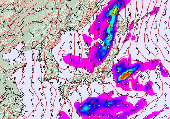 Japan forecast chart for Wednesday, February 18th, 2026 at 6:00 AM