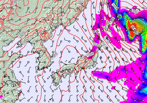 Japan forecast chart for Thursday, February 19th, 2026 at 12:00 AM