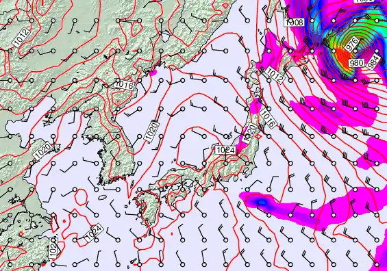 Japan forecast chart for Thursday, February 19th, 2026 at 6:00 AM