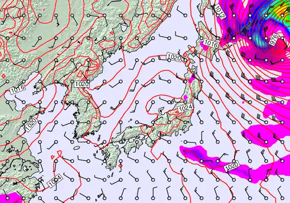 Japan forecast chart for Thursday, February 19th, 2026 at 12:00 PM