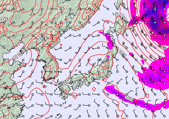 Japan forecast chart for Thursday, February 19th, 2026 at 6:00 PM