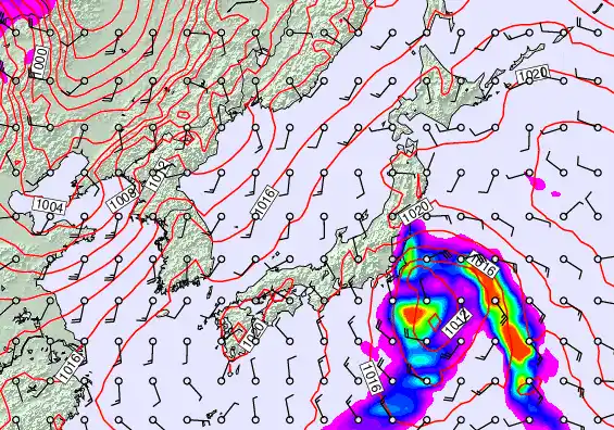 Japan forecast chart for Saturday, February 21st, 2026 at 12:00 AM