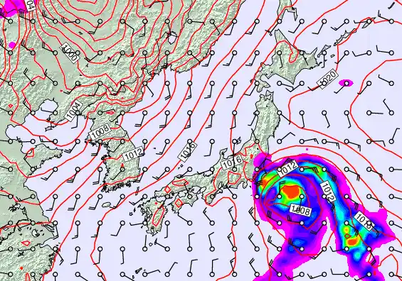 Japan forecast chart for Saturday, February 21st, 2026 at 6:00 AM