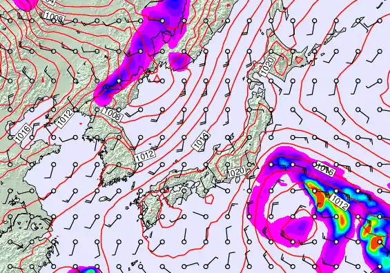 Japan forecast chart for Saturday, February 21st, 2026 at 6:00 PM