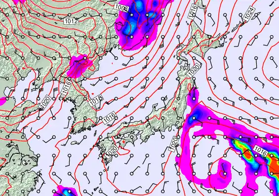 Japan forecast chart for Sunday, February 22nd, 2026 at 12:00 AM