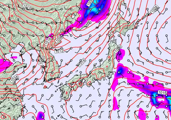 Japan forecast chart for Sunday, February 22nd, 2026 at 6:00 AM
