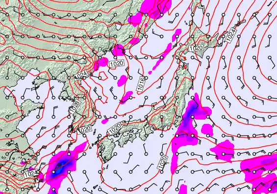 Japan forecast chart for Sunday, February 22nd, 2026 at 6:00 PM