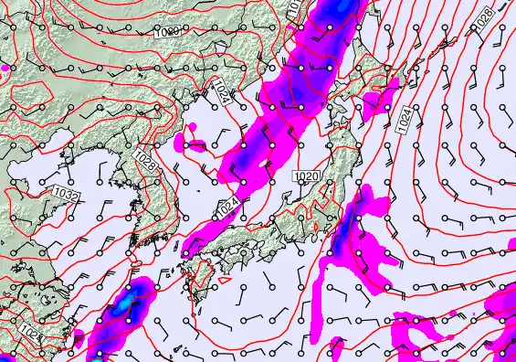 Japan forecast chart for Monday, February 23rd, 2026 at 12:00 AM