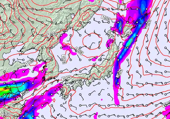 Japan forecast chart for Monday, February 23rd, 2026 at 12:00 PM
