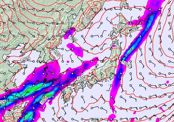 Japan forecast chart for Monday, February 23rd, 2026 at 6:00 PM