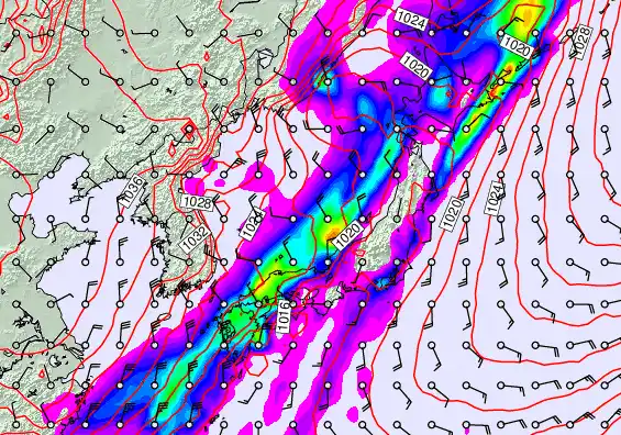 Japan forecast chart for Tuesday, February 24th, 2026 at 6:00 PM