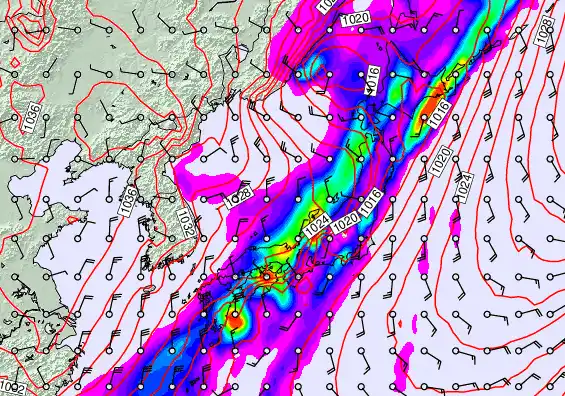 Japan forecast chart for Wednesday, February 25th, 2026 at 12:00 AM