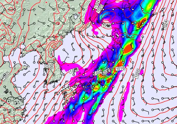 Japan forecast chart for Wednesday, February 25th, 2026 at 6:00 AM