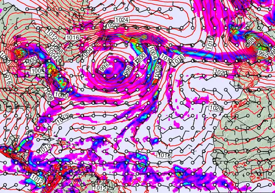 North Atlantic forecast chart for Thursday, November 21st, 2024 at 12:00 PM