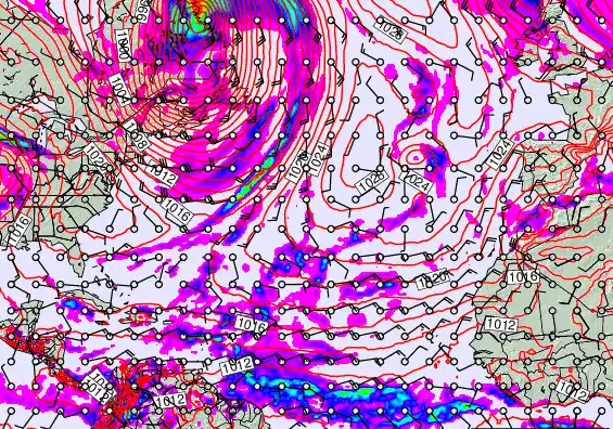 North Atlantic forecast chart for Tuesday, November 18th, 2025 at 6:00 AM