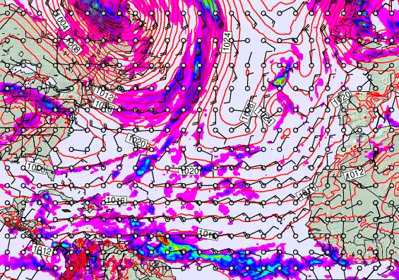 North Atlantic forecast chart for Tuesday, November 18th, 2025 at 6:00 PM