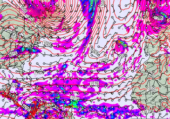 North Atlantic forecast chart for Wednesday, November 19th, 2025 at 6:00 AM