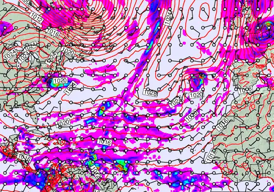North Atlantic forecast chart for Wednesday, November 19th, 2025 at 12:00 PM