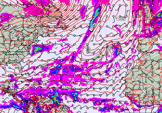 North Atlantic forecast chart for Wednesday, November 19th, 2025 at 6:00 PM