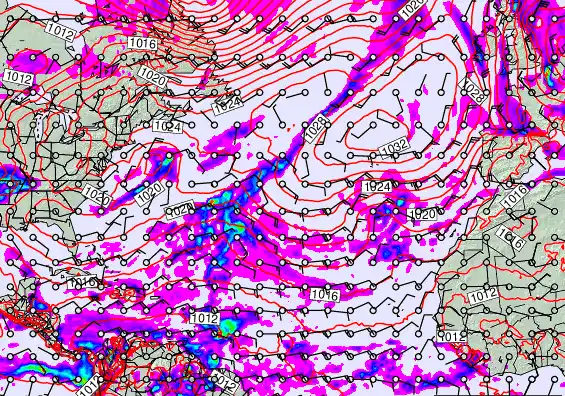 North Atlantic forecast chart for Thursday, November 20th, 2025 at 12:00 PM