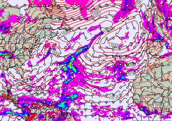 North Atlantic forecast chart for Thursday, November 20th, 2025 at 6:00 PM