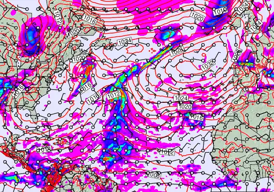 North Atlantic forecast chart for Friday, November 21st, 2025 at 6:00 AM