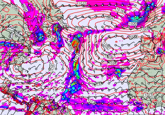 North Atlantic forecast chart for Saturday, November 22nd, 2025 at 12:00 AM
