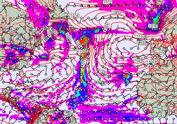 North Atlantic forecast chart for Saturday, November 22nd, 2025 at 6:00 AM