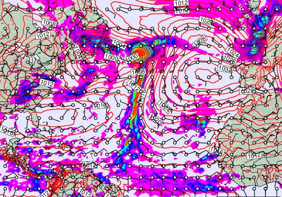 North Atlantic forecast chart for Saturday, November 22nd, 2025 at 12:00 PM