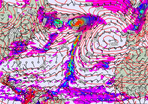 North Atlantic forecast chart for Saturday, November 22nd, 2025 at 6:00 PM