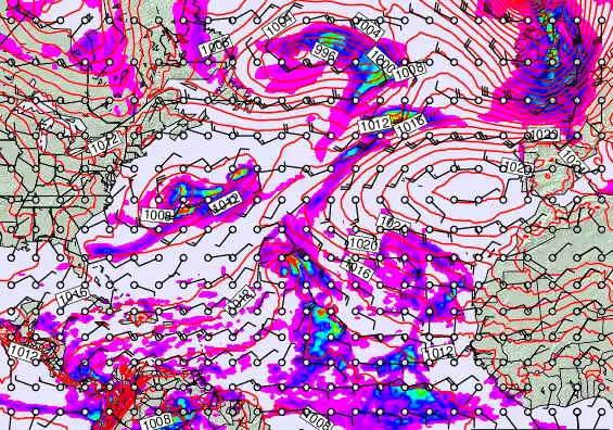 North Atlantic forecast chart for Monday, November 24th, 2025 at 6:00 AM