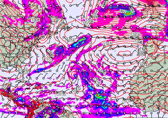 North Atlantic forecast chart for Tuesday, November 25th, 2025 at 12:00 AM