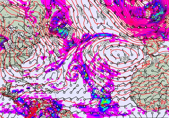 North Atlantic forecast chart for Tuesday, November 25th, 2025 at 6:00 PM
