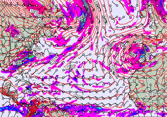 North Atlantic forecast chart for Sunday, January 4th, 2026 at 12:00 AM