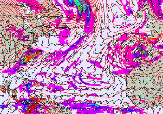 North Atlantic forecast chart for Sunday, January 4th, 2026 at 6:00 AM
