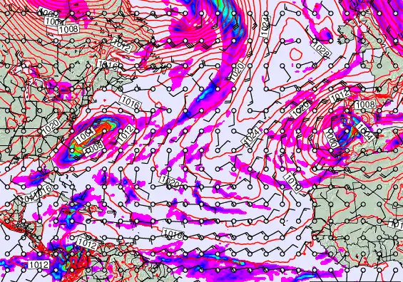 North Atlantic forecast chart for Sunday, January 4th, 2026 at 12:00 PM