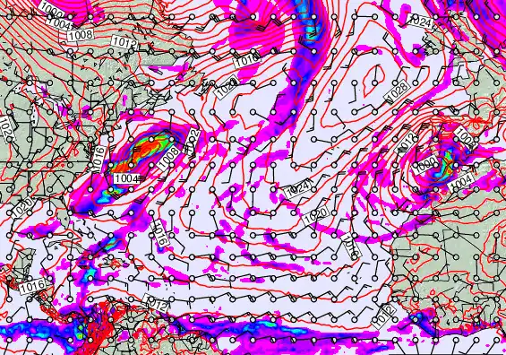 North Atlantic forecast chart for Sunday, January 4th, 2026 at 6:00 PM