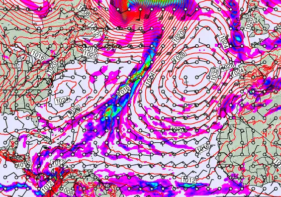 North Atlantic forecast chart for Tuesday, January 6th, 2026 at 6:00 AM
