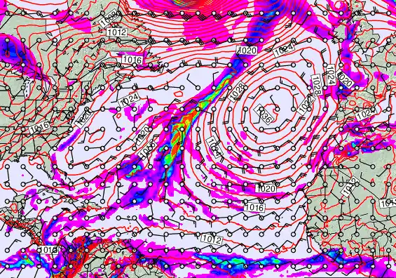 North Atlantic forecast chart for Tuesday, January 6th, 2026 at 6:00 PM