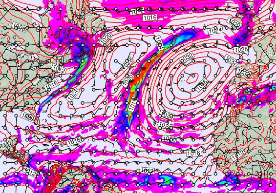 North Atlantic forecast chart for Wednesday, January 7th, 2026 at 6:00 PM