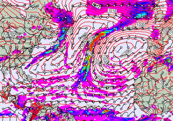 North Atlantic forecast chart for Thursday, January 8th, 2026 at 6:00 AM