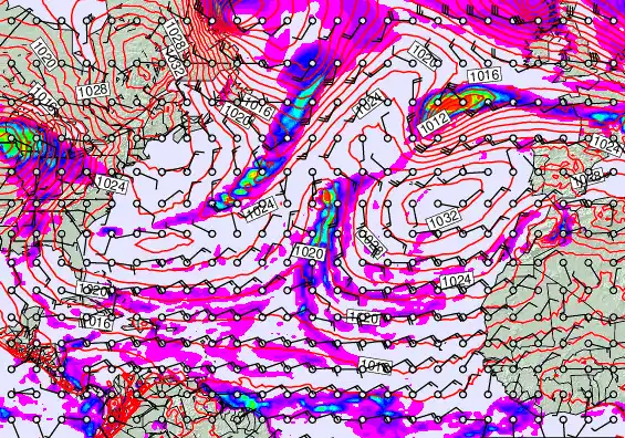 North Atlantic forecast chart for Friday, January 9th, 2026 at 12:00 PM