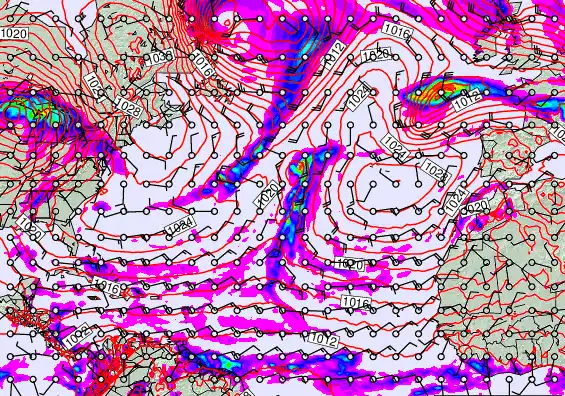 North Atlantic forecast chart for Friday, January 9th, 2026 at 6:00 PM
