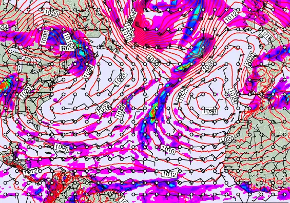 North Atlantic forecast chart for Saturday, January 10th, 2026 at 6:00 PM