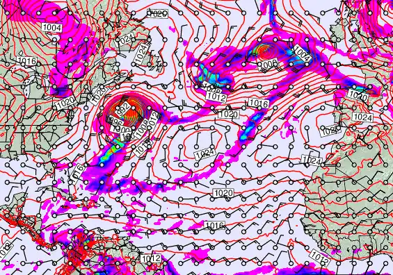 North Atlantic forecast chart for Tuesday, February 17th, 2026 at 6:00 AM