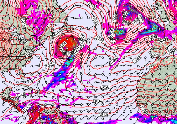 North Atlantic forecast chart for Tuesday, February 17th, 2026 at 6:00 PM