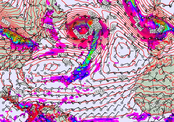 North Atlantic forecast chart for Wednesday, February 18th, 2026 at 6:00 PM