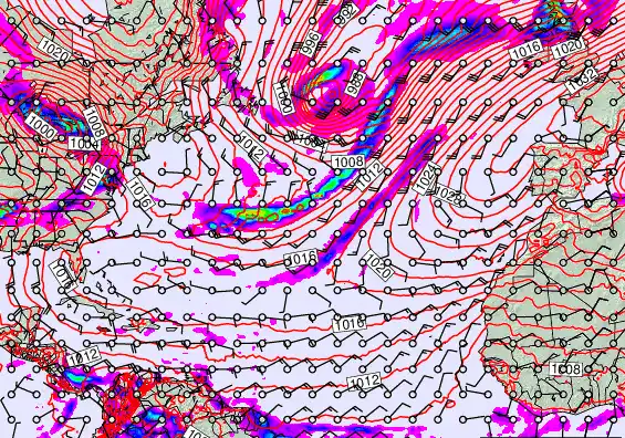 North Atlantic forecast chart for Friday, February 20th, 2026 at 6:00 PM