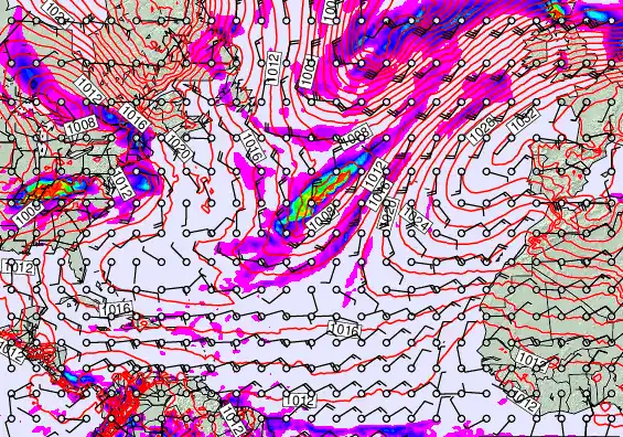North Atlantic forecast chart for Saturday, February 21st, 2026 at 6:00 AM