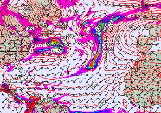 North Atlantic forecast chart for Sunday, February 22nd, 2026 at 6:00 AM